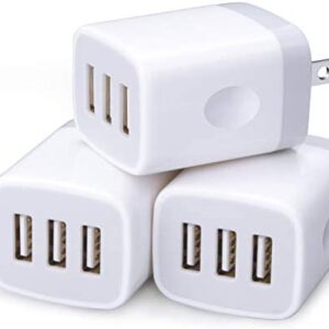 USB Charging Plug, Wall Charger Adapter, Sicodo 3Pack Universal Travel 3.1A 3Muti Port Fast Charging Block Compatible with iPhone 14 13 12 SE2020 11 Xs Pro,Samsung Galaxy S23 S22 S21 S20 Ultra, Google