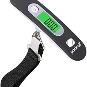 pack all Luggage Scale, Digital Handheld Luggage Scale, Baggage Scale, Travel Weight Scale for Luggage with Backlit LCD Display, 88 Lbs, Battery Included, Black