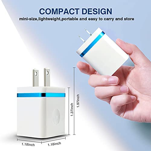 USB Wall Charger, CUGUNU 3-Pack 2.1A/5V Dual Port USB Plug Power Adapter Charging Block Cube Compatible with iPhone 14/13/12/11 /Pro Max/X/8/7/6 Plus, Samsung, Moto, Kindle, Android Phone - Blue - Image 3