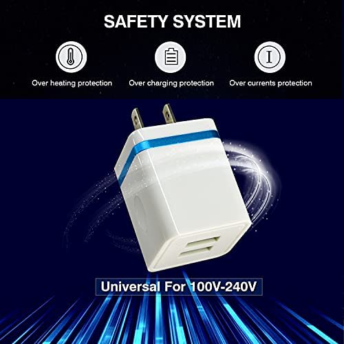 USB Wall Charger, CUGUNU 3-Pack 2.1A/5V Dual Port USB Plug Power Adapter Charging Block Cube Compatible with iPhone 14/13/12/11 /Pro Max/X/8/7/6 Plus, Samsung, Moto, Kindle, Android Phone - Blue - Image 5