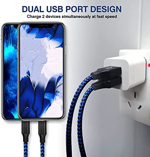 USB Wall Charger, CUGUNU 3-Pack 2.1A/5V Dual Port USB Plug Power Adapter Charging Block Cube Compatible with iPhone 14/13/12/11 /Pro Max/X/8/7/6 Plus, Samsung, Moto, Kindle, Android Phone - Blue - Image 2
