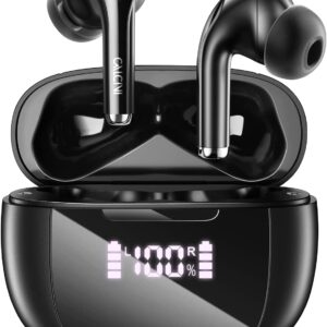 CALCINI Wireless Earbuds, Bluetooth 5.3 Ear Buds with LED Power Display Charging Case,True Wireless Earphones Deep Bass Stereo Sound Microphone Headphones,Waterproof,for Android,iPhone,Run,Sport,Work