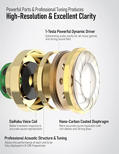 Vibes 201M Wired Headphones with Mic, Noise Cancelling Wired Earbuds Bass Driven HiFi Earphones, Comfortable Secure Fit, Carry Case, Ear Buds Tips, 3.5mm Jack, Braided Cord (Clear Brown) - Image 4