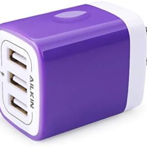 USB Charger Adapter, AILKIN 3.1A 3-Port Powerful Universal Home Travel USB Fast Charging Adapter Wall Plug-in USB Block for iPhone, iPad, iWatch, Samsung Galaxy, Google Pixel, Moto, Kindle Fire Box