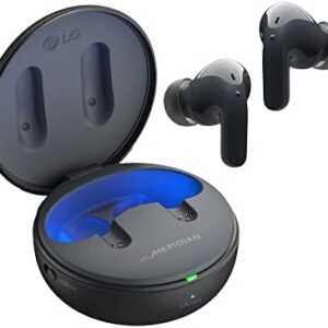 LG TONE Free True Wireless Bluetooth Earbuds T90 - Adaptive Active Noise Cancelling Earbuds with Dolby Atmos, Black, Small