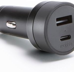 mophie 42W Dual USB-C + USB-A Car Charger, Universal AUX Compatibility, LED Indicator, Fast Charging, Multi-Device