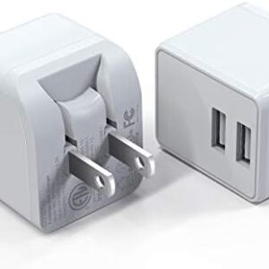 USB Wall Charger 5V/2.4A Dual Port Foldable Charger Plug 12W Portable Universal USB Charging Cradle for iPhone, iPad, Samsung and Others (2 Pack)