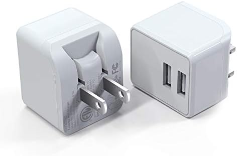 USB Wall Charger 5V/2.4A Dual Port Foldable Charger Plug 12W Portable Universal USB Charging Cradle for iPhone, iPad, Samsung and Others (2 Pack)