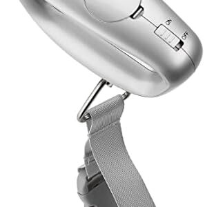 Smart Weigh Digital Portable Luggage Scale, 50kg /110lbs Capacity, with EZ Grip Handle, Travel Hanging Scale w/Strap, Bag Weight Gadget w/Tare Function for Suitcases, Batteries Included, Silver