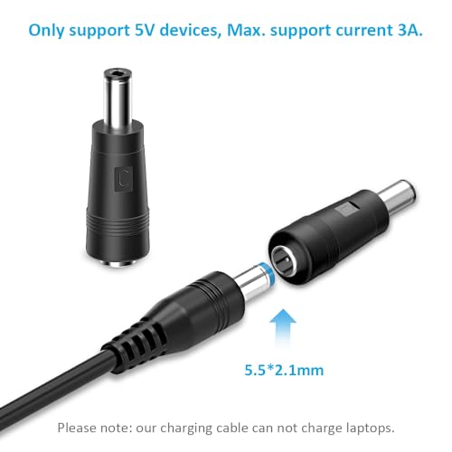 Universal 5V DC 5.5 2.1mm Jack Charging Cable Power Cord, USB to DC Power Cable with 14 Interchangeable Plugs Connectors Adapters Compatible with 5V Devices Max Support 3A - Image 6