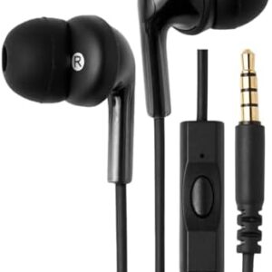 Amazon Basics In Ear Wired Headphones, Earbuds with Microphone No Wireless Technology, Black