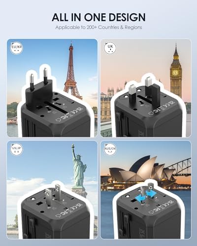 EPICKA Universal Travel Adapter, International Plug Adapter with Dual AC Outlet, 2 USB-C 35W PD Fast Charging & 3 USB-A, All in One Worldwide Wall Charger (TA-205, Black) - Image 2