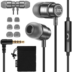 UliX Rider Wired Earbuds in-Ear Headphones, Earphones with Microphone, 5 Years Warranty, with Anti-Tangle Cable, Ear Buds for iPhone, iPad, Samsung, School Students, Kids, Women, Small Ears