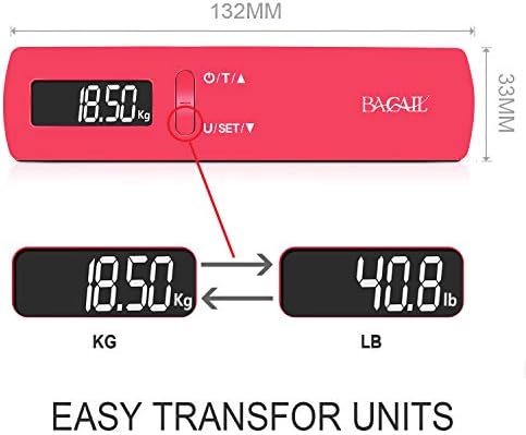 BAGAIL BASICS Digital Luggage Scale, 110lbs Hanging Baggage Scale with Backlit LCD Display, Portable Suitcase Weighing Scale, Travel Luggage Weight Scale with Hook, Strong Straps for Travelers - Image 4