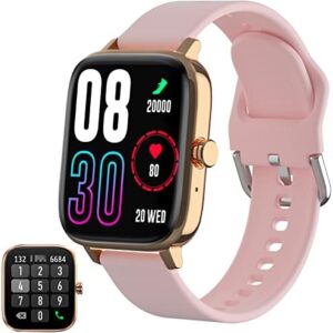 Smart Watches for Women (Call Receive/Dial), Smart Watch for Android and iOS Phones, 1.7'' Touch Screen Smartwatch, Fitness Tracker with Pedometer, Alarm Clock, 7 Sports Modes (Gold)