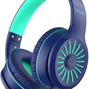 ELECDER i45 On-Ear Headphones with Microphone - Foldable Stereo Bass, Portable Wired Headphones with No-Tangle 1.5M Cord, 3.5MM Jack for School/Kids/Teens/Smartphones/Travel/Tablet - Blue