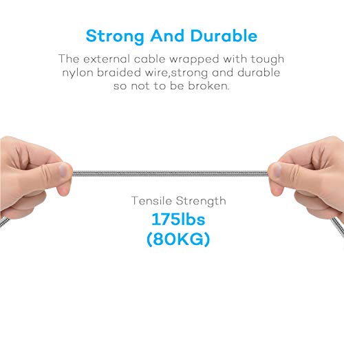 Multi Charging Cable, USB Cable 3A 4FT Nylon Braided Universal 4in1 Charger Adapter Type-C/Micro Port, Compatible with Cell Phones and More (Silver, 2Pack) - Image 6