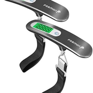 Fosmon Digital Luggage Scale (2 Pack) Digitial LCD Display Backlight Baggage Scale with 110lbs Capacity, Portable Stainless Steel Hanging Luggage Weight Scale with Tare Function for Travelers - Silver