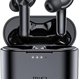 MIFA Wireless Earbuds Bluetooth Headphones 60Hrs Playtime with Charging Case & LED Power Display TWS IPX7 Waterproof Stereo Earphones in-Ear Touch Control 4 Mics Clear Call Headset for Workout, Black