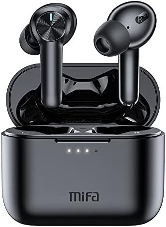 MIFA Wireless Earbuds Bluetooth Headphones 60Hrs Playtime with Charging Case & LED Power Display TWS IPX7 Waterproof Stereo Earphones in-Ear Touch Control 4 Mics Clear Call Headset for Workout, Black