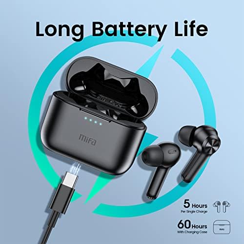 MIFA Wireless Earbuds Bluetooth Headphones 60Hrs Playtime with Charging Case & LED Power Display TWS IPX7 Waterproof Stereo Earphones in-Ear Touch Control 4 Mics Clear Call Headset for Workout, Black - Image 3