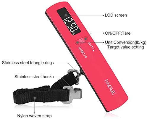 BAGAIL BASICS Digital Luggage Scale, 110lbs Hanging Baggage Scale with Backlit LCD Display, Portable Suitcase Weighing Scale, Travel Luggage Weight Scale with Hook, Strong Straps for Travelers - Image 3