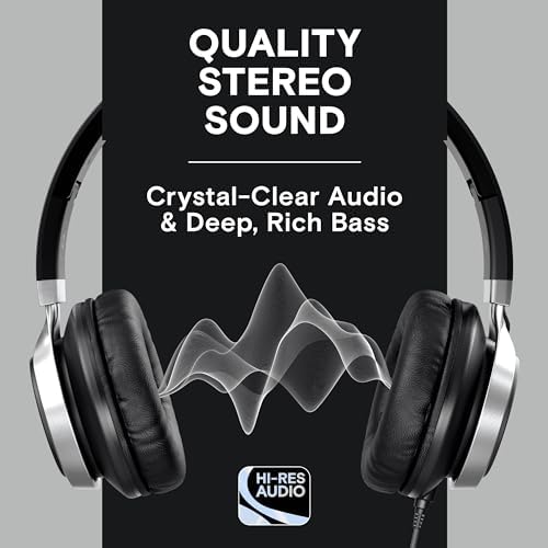 ARTIX CL750 On-Ear Headphones Wired with Mic — Noise Isolating Plug in Headphones, Computer Headphones with Microphone, Headphones for Laptop, Headphones Corded, Headphones with Cord (Aux Jack 3.5mm) - Image 2