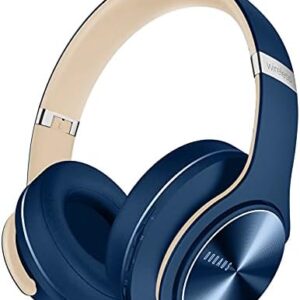 DOQAUS Bluetooth Headphones Over Ear, 52 Hours Playtime Wireless Headphones with 3 EQ Modes, HiFi Stereo Headphones with Microphone and Soft Protein Earpads for Cellphone/TV/PC/Home Office (Navy Blue)