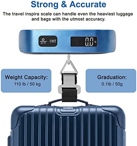 travel inspira Luggage Scale, Portable Digital Hanging Baggage Scale for Travel, Suitcase Weight Scale with Rubber Paint, 110 Pounds, Battery Included - Image 4