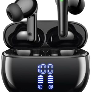 Wireless Earbuds Bluetooth Headphones, 40H Playtime Stereo IPX5 Waterproof Ear Buds, LED Power Display Cordless in-Ear Earphones with Microphone for iOS Andriod Cell Phone Sports