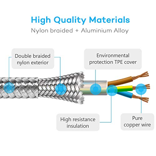 Multi Charging Cable, USB Cable 3A 4FT Nylon Braided Universal 4in1 Charger Adapter Type-C/Micro Port, Compatible with Cell Phones and More (Silver, 2Pack) - Image 4