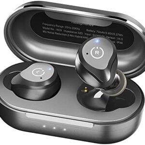 TOZO NC9 Hybrid Active Noise Cancelling Wireless Earbuds, in Ear Headphones IPX6 Waterproof Bluetooth 5.3 Stereo Earphones, Immersive Sound Premium Deep Bass Headset Matte Black