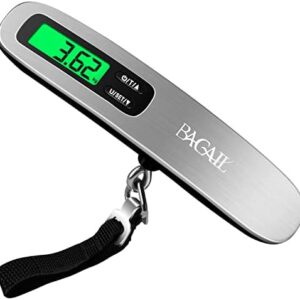 BAGAIL Digital Luggage Scale, 110lbs Hanging Baggage Scale with Backlit LCD Display, Portable Suitcase Weighing Scale, Travel Luggage Weight Scale with Hook, Strong Straps for Travelers
