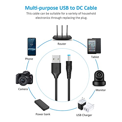 Universal 5V DC 5.5 2.1mm Jack Charging Cable Power Cord, USB to DC Power Cable with 14 Interchangeable Plugs Connectors Adapters Compatible with 5V Devices Max Support 3A - Image 4