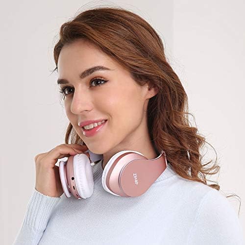 ZIHNIC Bluetooth Headphones Over-Ear, Foldable Wireless and Wired Stereo Headset Micro SD/TF, FM for Cell Phone,PC,Soft Earmuffs &Light Weight for Prolonged Wearing(Rose Gold) - Image 2