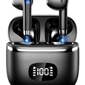 Wireless Earbuds V5.3 Bluetooth Headphones 40H Playback with LED Digital Display Charging Case Stereo Sound Earbuds with Mic IPX7 Waterproof Earphones for Cell Phone Computer Laptop Sports
