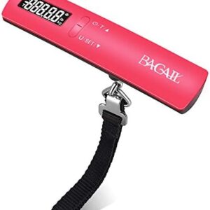 BAGAIL BASICS Digital Luggage Scale, 110lbs Hanging Baggage Scale with Backlit LCD Display, Portable Suitcase Weighing Scale, Travel Luggage Weight Scale with Hook, Strong Straps for Travelers