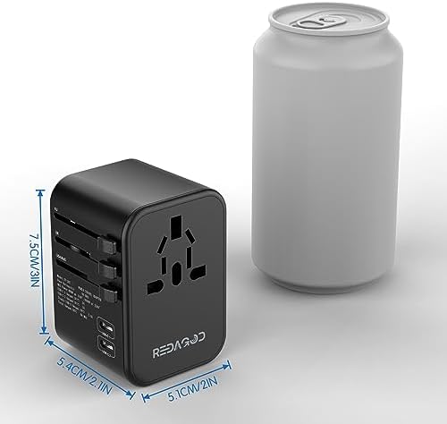 Universal Travel Adapter, Redagod International Plug Adapter 3 USB A 2 USB C Ports Max 6A 30W, European Travel Power Adaptor Worldwide Essentials Wall Charger for US to Europe UK Ireland Australia - Image 9