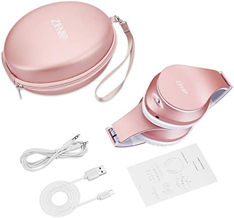 ZIHNIC Bluetooth Headphones Over-Ear, Foldable Wireless and Wired Stereo Headset Micro SD/TF, FM for Cell Phone,PC,Soft Earmuffs &Light Weight for Prolonged Wearing(Rose Gold) - Image 7