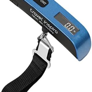 travel inspira Luggage Scale, Portable Digital Hanging Baggage Scale for Travel, Suitcase Weight Scale with Rubber Paint, 110 Pounds, Battery Included