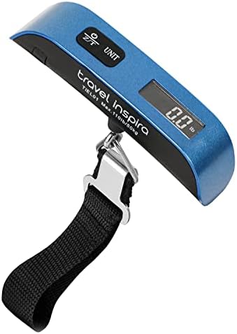 travel inspira Luggage Scale, Portable Digital Hanging Baggage Scale for Travel, Suitcase Weight Scale with Rubber Paint, 110 Pounds, Battery Included