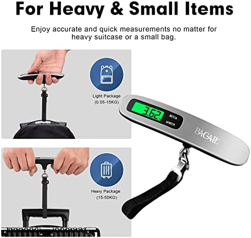 BAGAIL Digital Luggage Scale, 110lbs Hanging Baggage Scale with Backlit LCD Display, Portable Suitcase Weighing Scale, Travel Luggage Weight Scale with Hook, Strong Straps for Travelers - Image 4