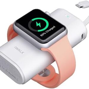 iWALK Portable Charger for iWatch, 9000mAh Power Bank with Built in Cable, Battery Pack Charger Portable Compatible with Apple Watch Series 8/7/6/Se/5/4/3/2, iPhone14/13/12/12 Pro Max/ 11/6s