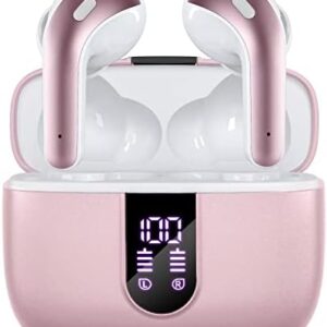TAGRY Bluetooth Headphones True Wireless Earbuds 60H Playback LED Power Display Earphones with Wireless Charging Case IPX5 Waterproof in-Ear Earbuds with Mic for Smart Phone Laptop TV Computer Sports