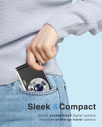 4K Digital Camera Autofocus Vlogging Camera Kids with Front Rear Lens, 32GB Card, 2 Batteries, 48MP 16X Digital Zoom Anti-Shake Time Stamp, Compact Travel Selfie Camera for Kid Teen Beginner(Black) - Image 5