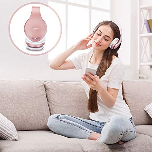 ZIHNIC Bluetooth Headphones Over-Ear, Foldable Wireless and Wired Stereo Headset Micro SD/TF, FM for Cell Phone,PC,Soft Earmuffs &Light Weight for Prolonged Wearing(Rose Gold) - Image 3