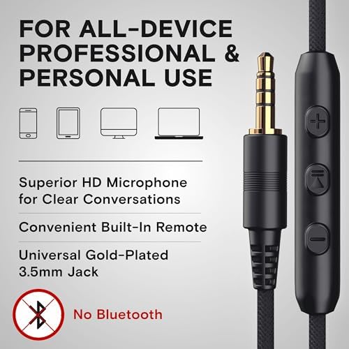 ARTIX CL750 On-Ear Headphones Wired with Mic — Noise Isolating Plug in Headphones, Computer Headphones with Microphone, Headphones for Laptop, Headphones Corded, Headphones with Cord (Aux Jack 3.5mm) - Image 5