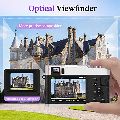 4K Digital Camera Auto Focus 48MP Vlogging Video Camera for YouTube Photography Cameras for Beginners Travel Portable Compact Point and Shoot Camera with Viewfinder Flash 32G Memory Card - Image 5