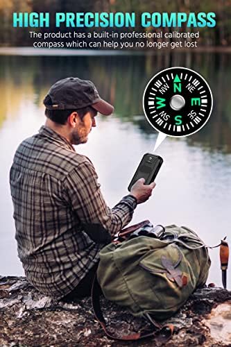 Feeke Solar-Charger-Power-Bank - 36800mAh Portable Charger,QC3.0 Fast Charger Dual USB Port Built-in Led Flashlight and Compass for All Cell Phone and Electronic Devices (Black) - Image 6