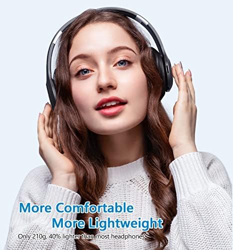 Bluetooth Headphones Over Ear, 60 Hours Playtime Foldable Headphones Wireless Bluetooth Hi-Fi Stereo Deep Bass with 6 EQ Modes, Adjustable Lightweight Headset with Microphone, FM, SD/TF for Adults - Image 6
